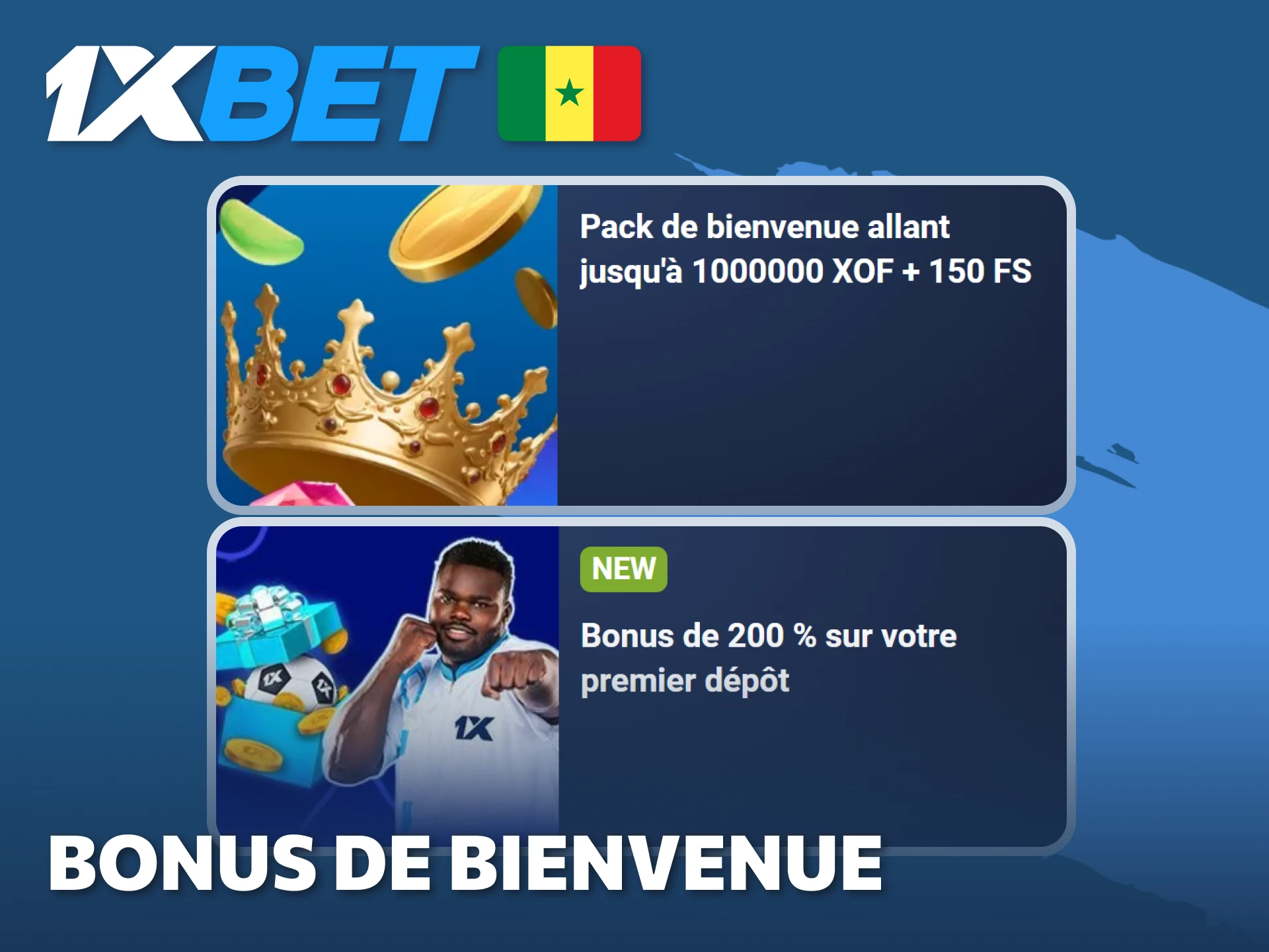 Apprenez comment obtenir le bonus de bienvenue avec l'application 1xBet au Sénégal.