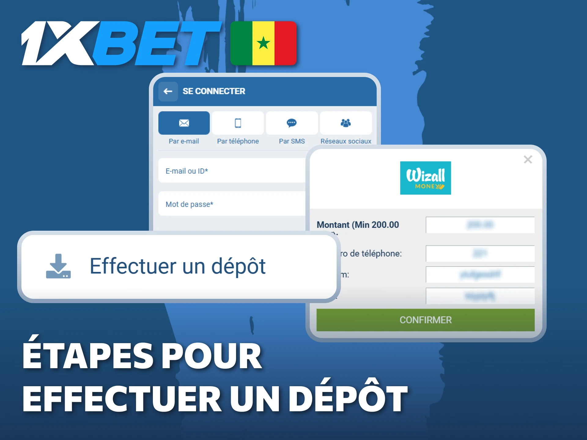 Suivez les étapes pour effectuer un dépôt rapidement sur l'application 1xBet.