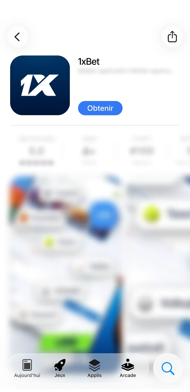 Trouvez et installez 1xBet pour commencer à jouer sur iOS.