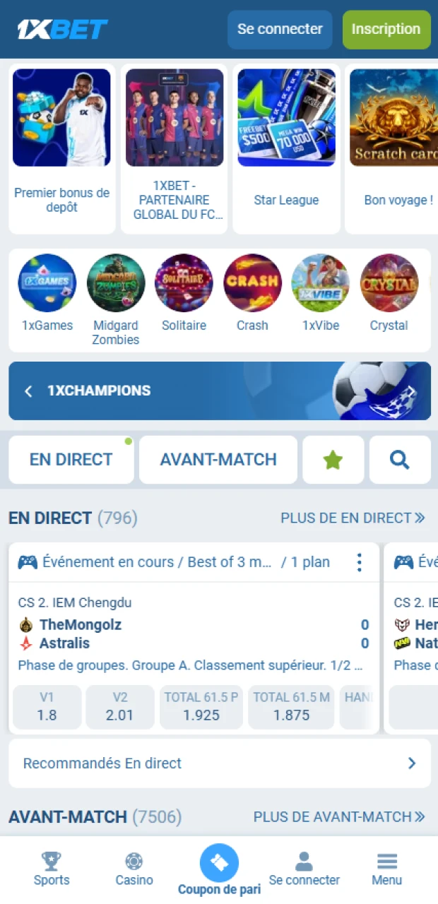 Rendez-vous sur le site officiel de 1xBet pour les joueurs du Sénégal.
