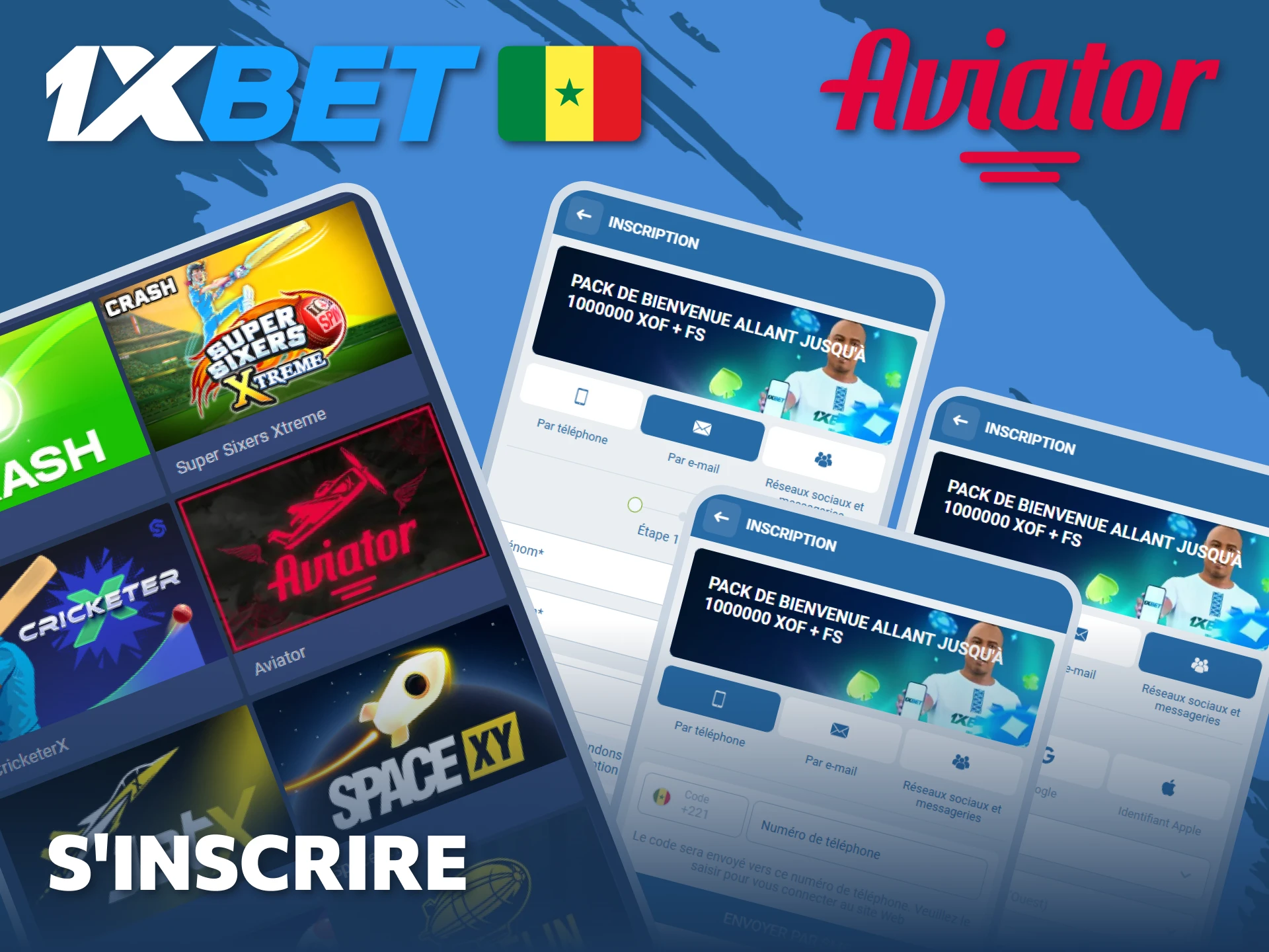 S'inscrire sur 1xBet est la première étape pour gagner à Aviator.