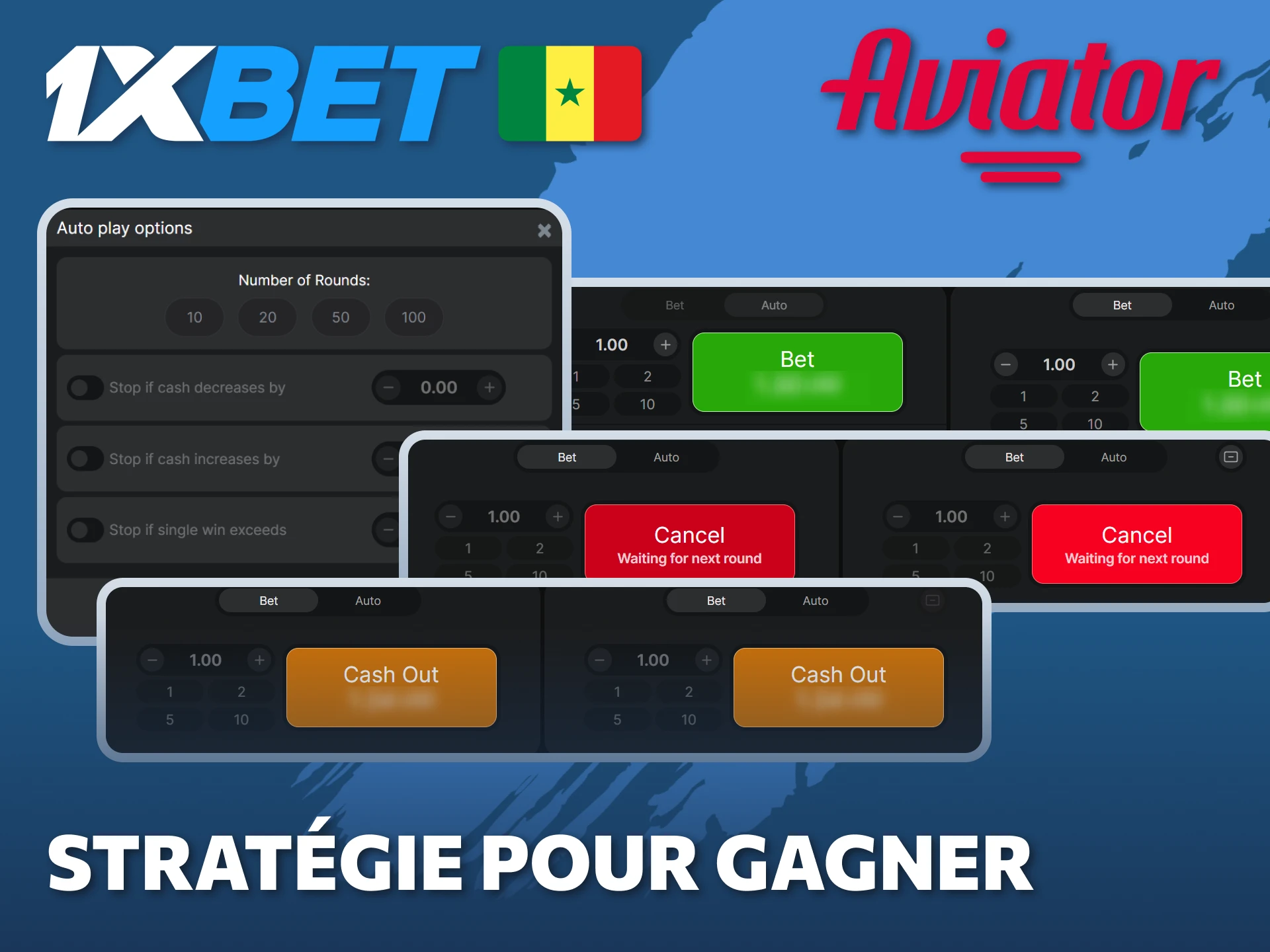 Appliquez une stratégie gagnante pour améliorer vos résultats sur Aviator avec 1xBet au Sénégal.