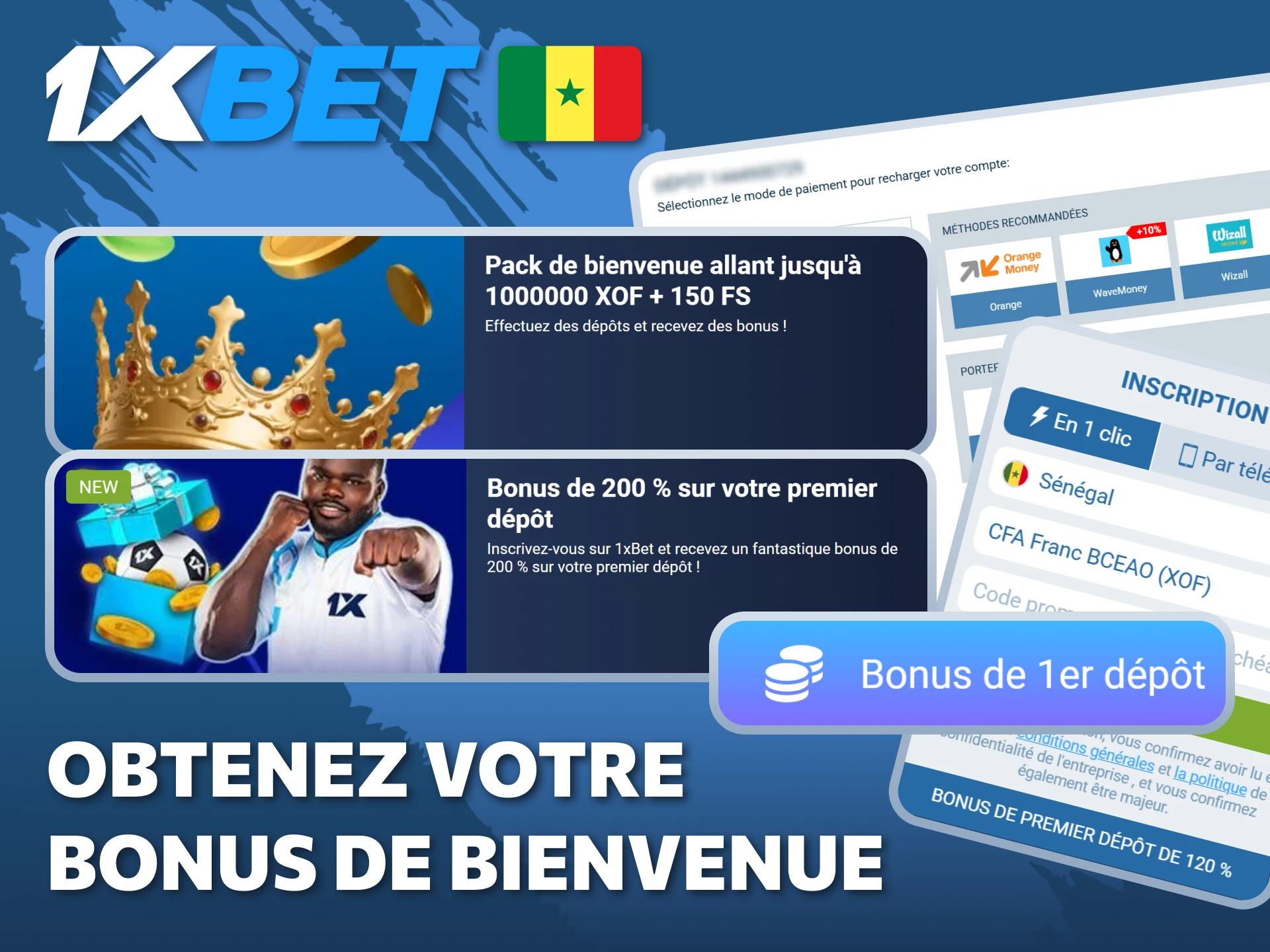 Apprenez comment obtenir votre bonus de bienvenue pour démarrer vos paris sur 1xBet.