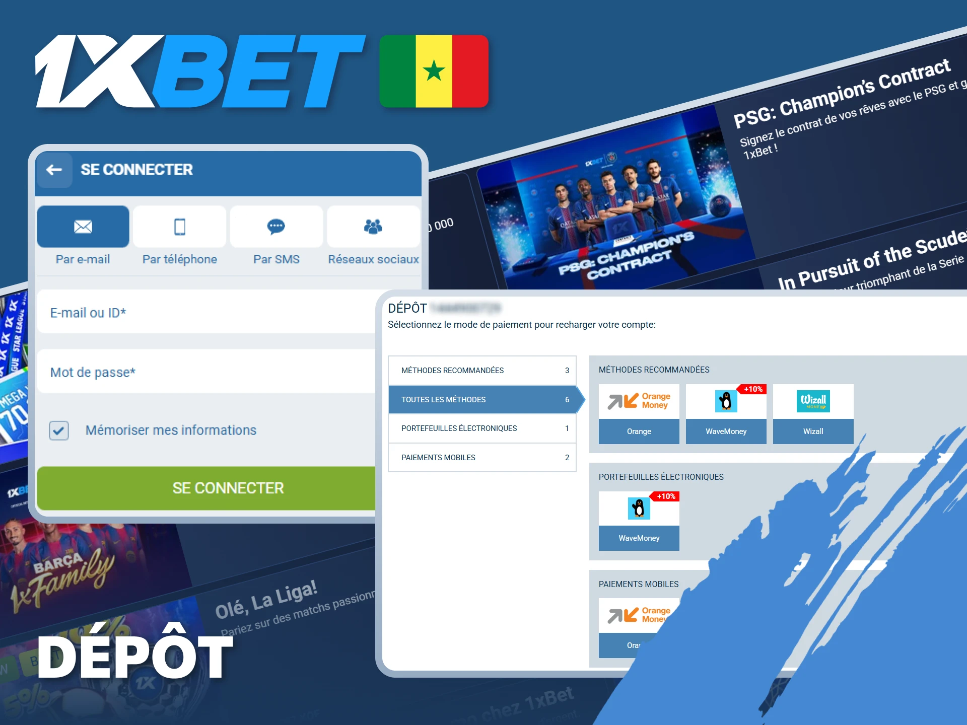 Suivez les étapes pour déposer votre argent sur 1xBet et débloquer vos récompenses.