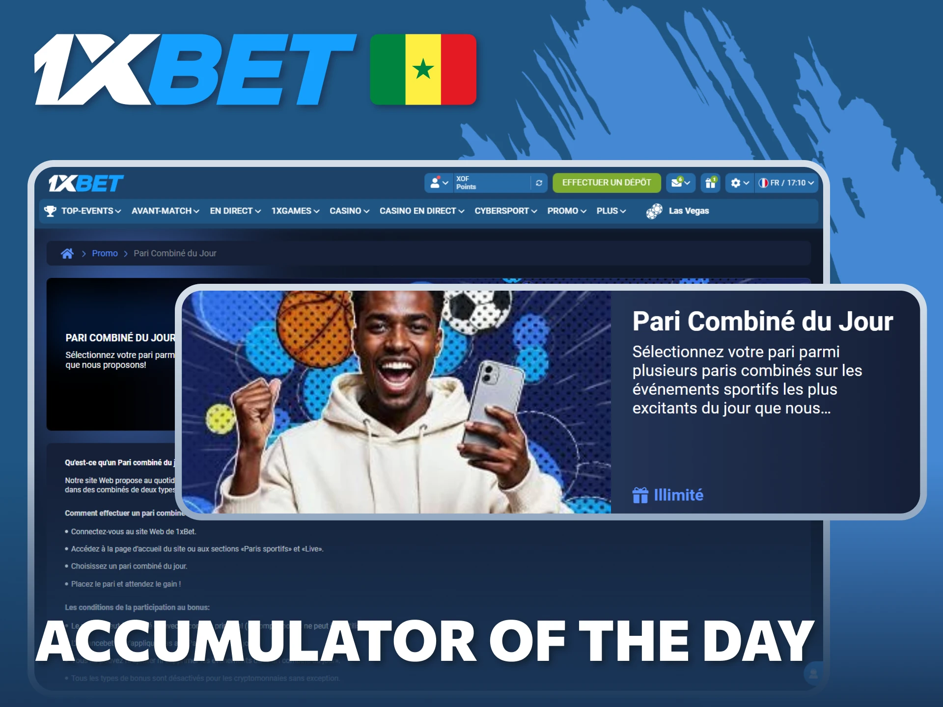 Augmentez vos gains quotidiens en choisissant le bonus Accumulator of the Day disponible sur 1xBet.