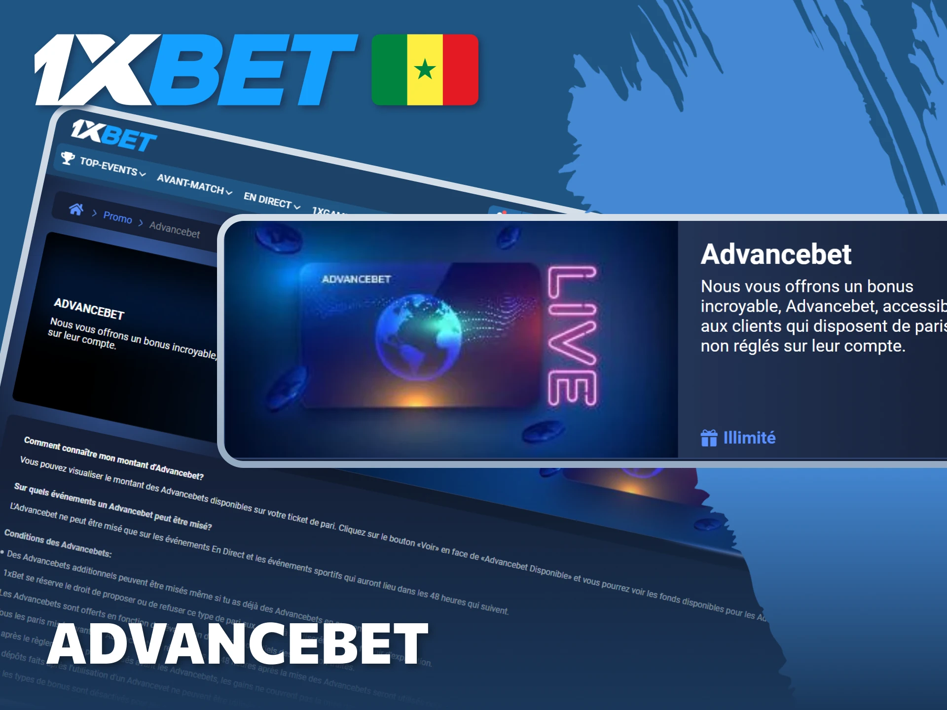 L'Advancebet vous permet de placer des mises importantes même si votre solde est faible sur 1xBet.