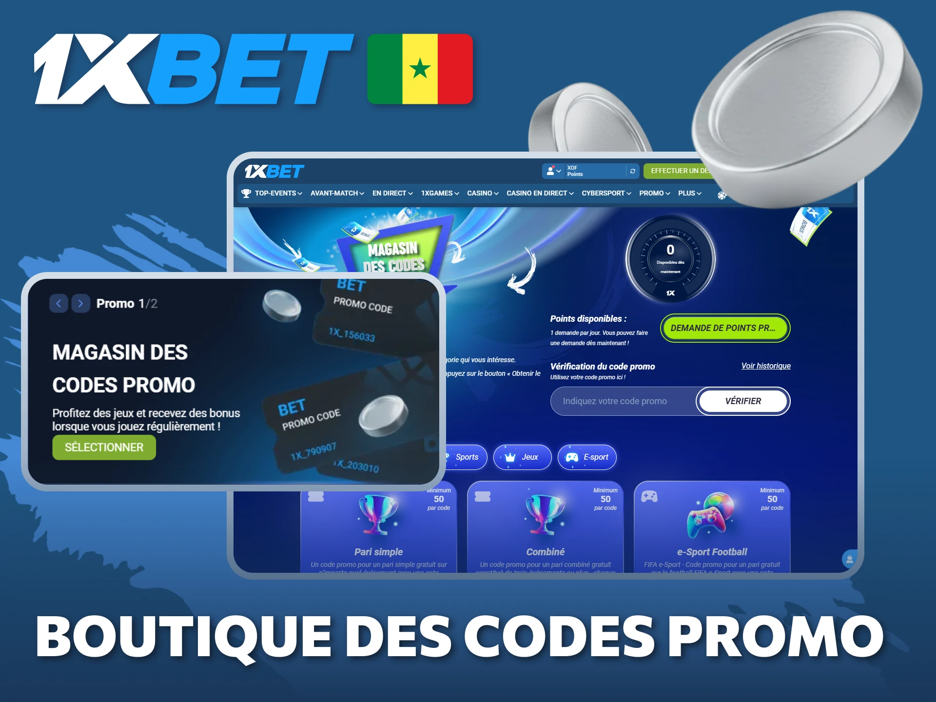 Utilisez vos points pour acheter des bonus dans la Boutique des codes promo de 1xBet.