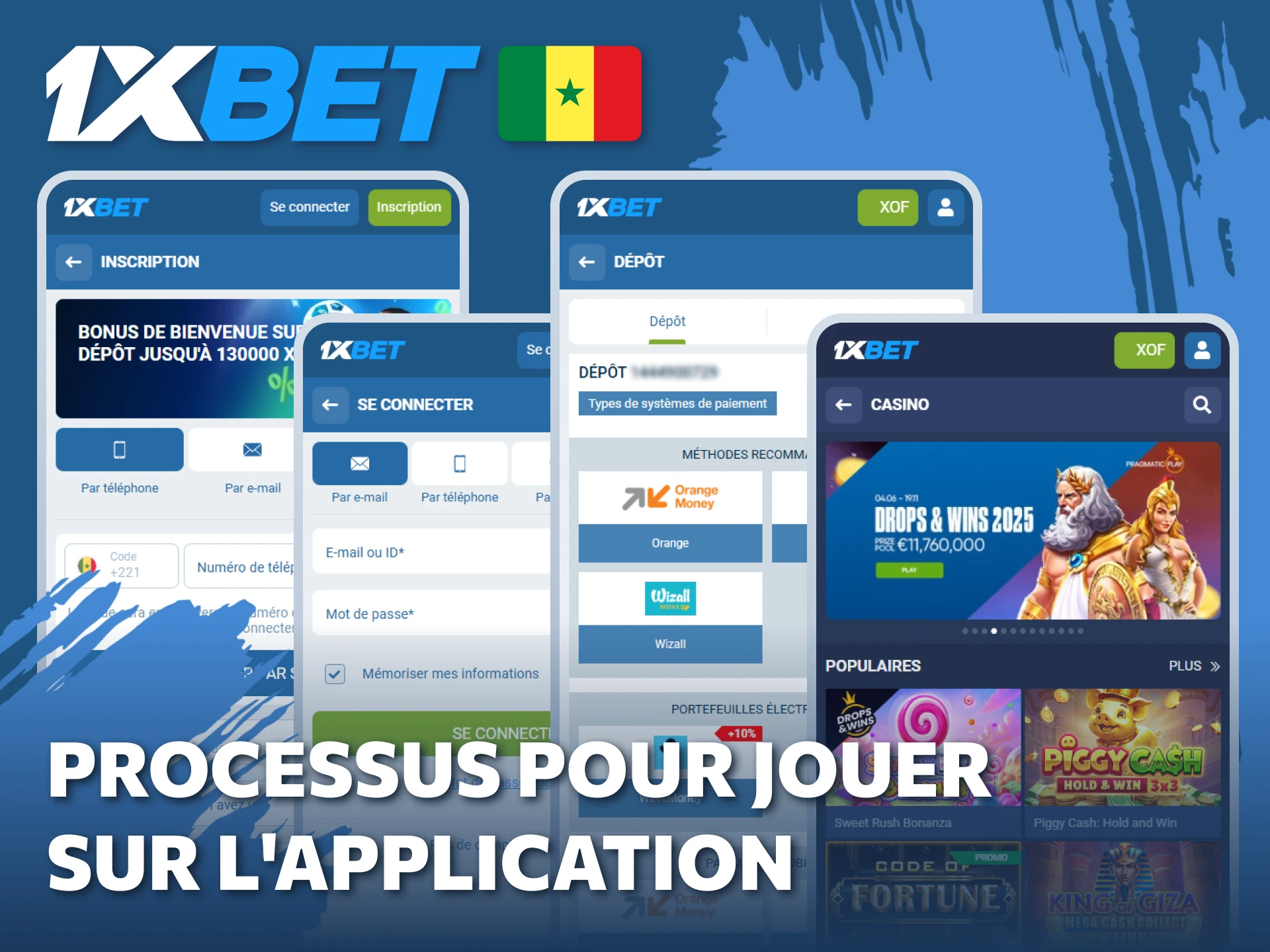 Suivez les instructions pour jouer dans l'application 1xBet et commencez à gagner.