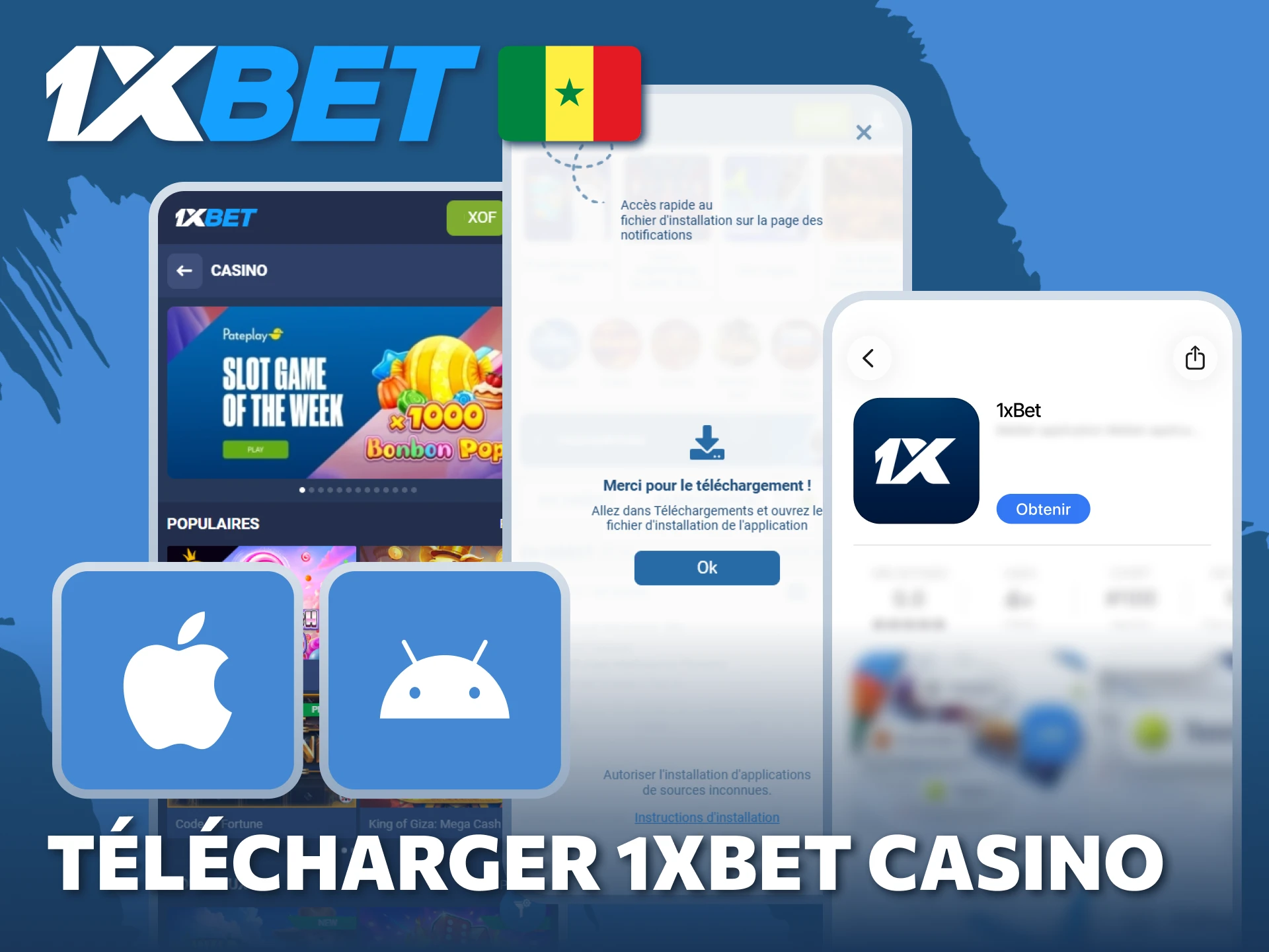 Télécharger 1xBet pour accéder à tous les jeux depuis votre mobile.