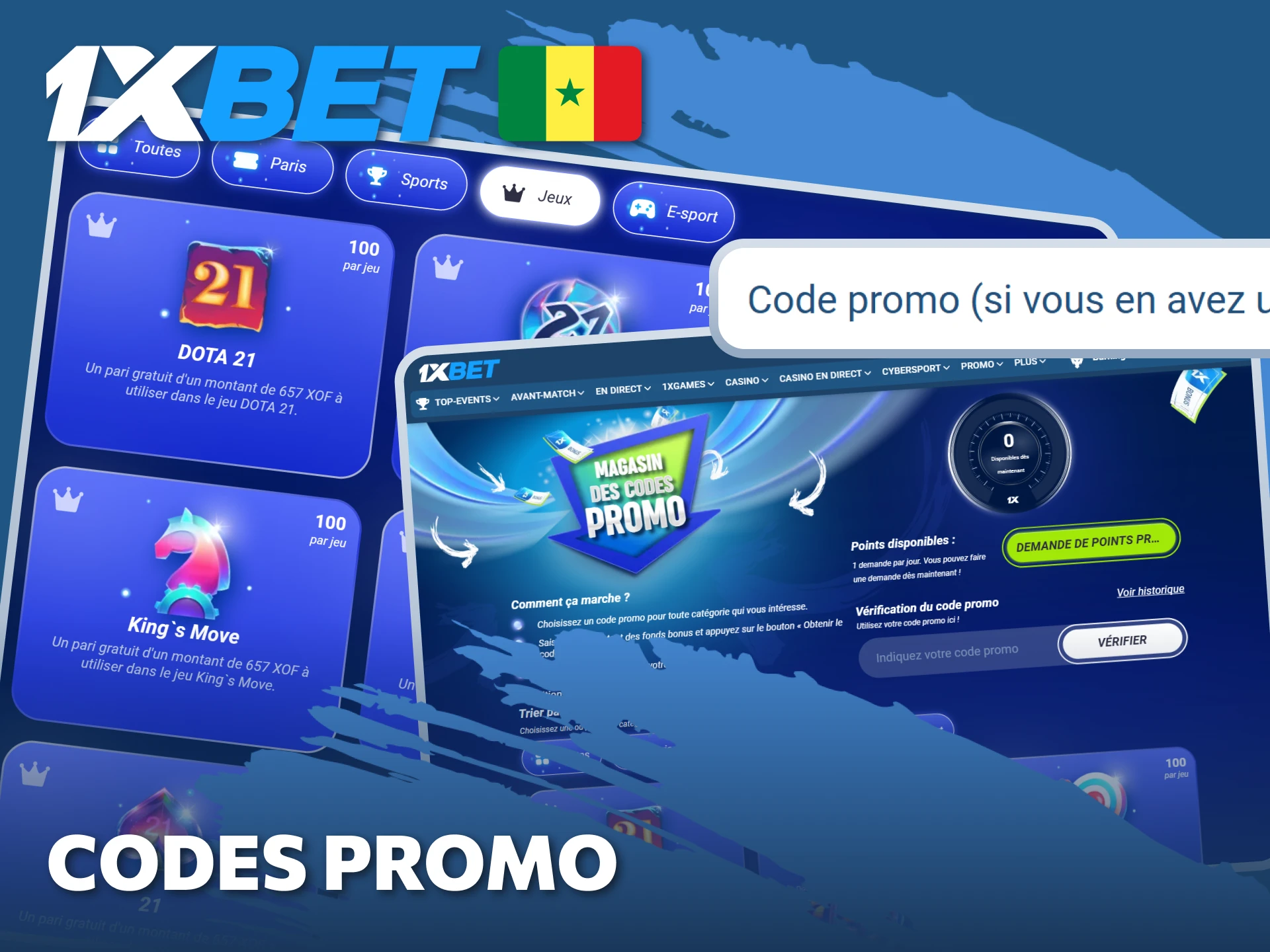 Utilisez des codes promo pour débloquer des offres spéciales sur 1xBet.