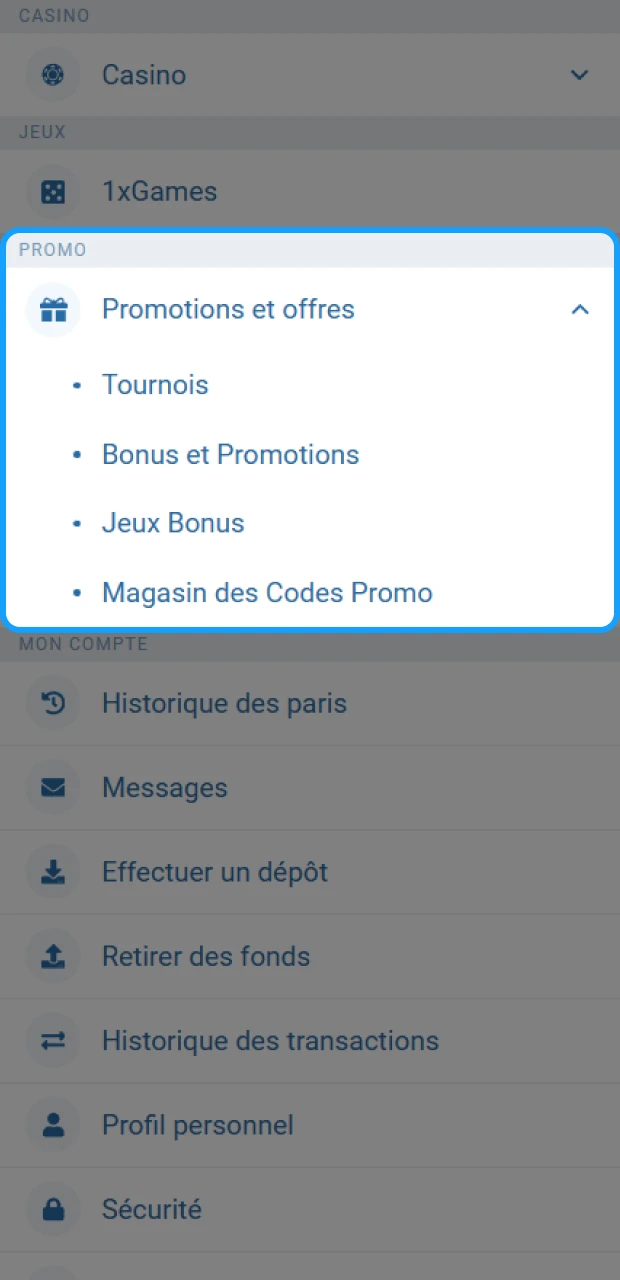 Activez votre offre de bonus pour recevoir vos récompenses de casino sur 1xBet.