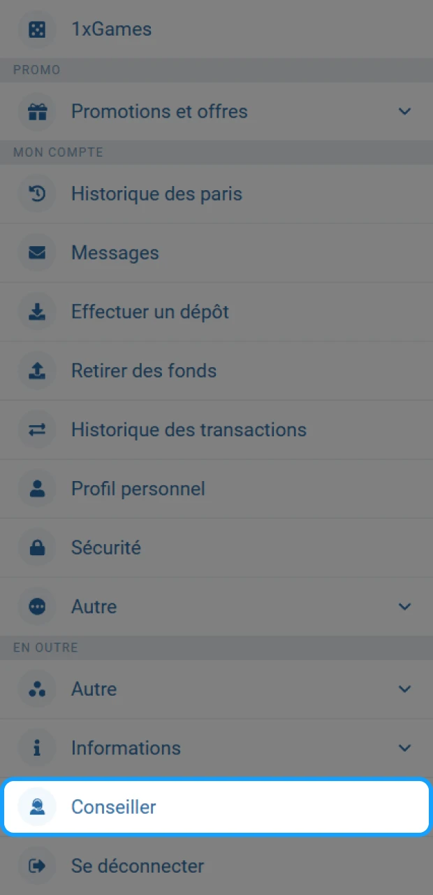 Contactez l’assistance si nécessaire pour toute question sur les bonus casino de 1xBet au Sénégal.