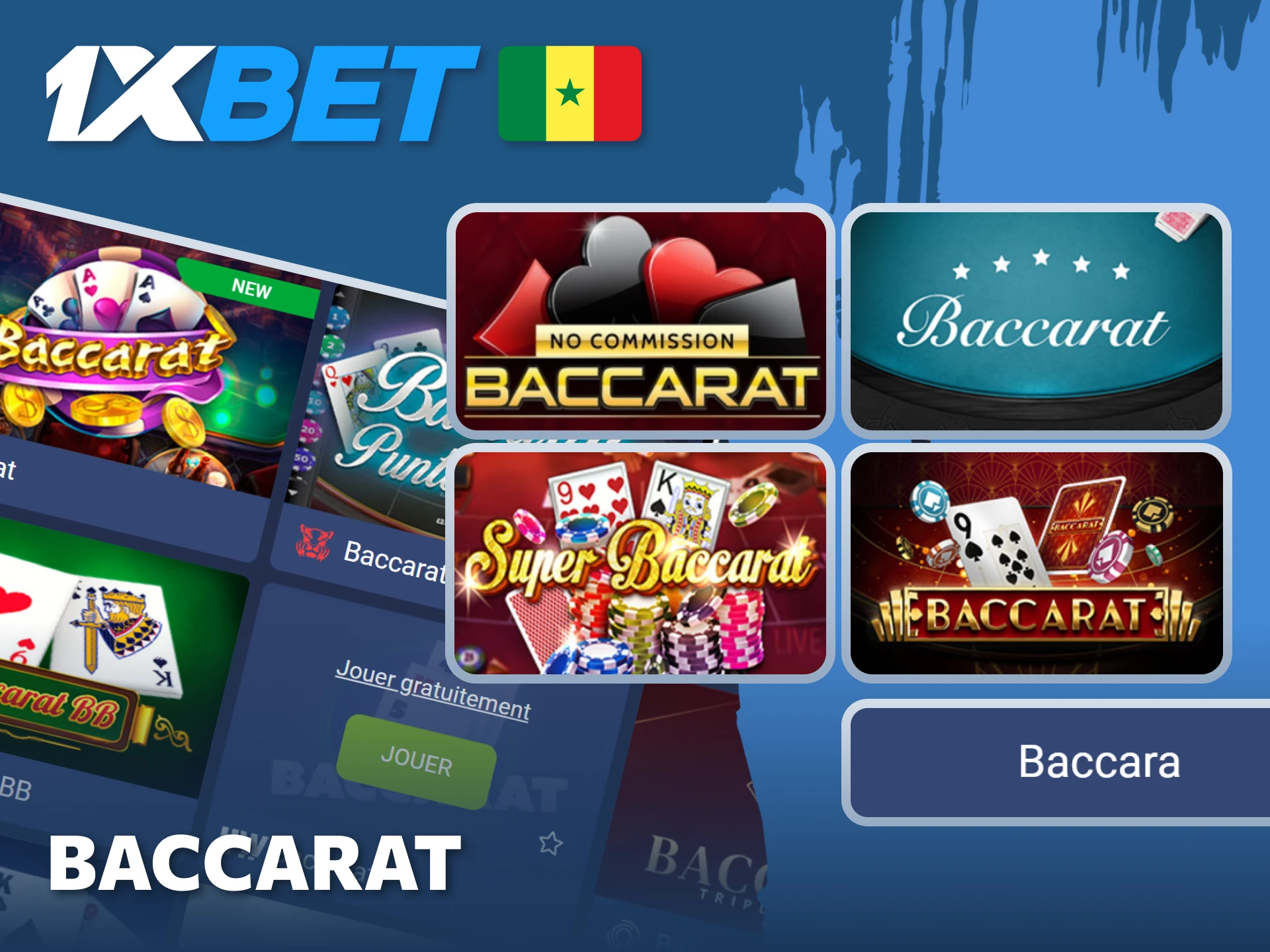Misez au Baccarat pour un jeu simple et des gains sur 1xBet.