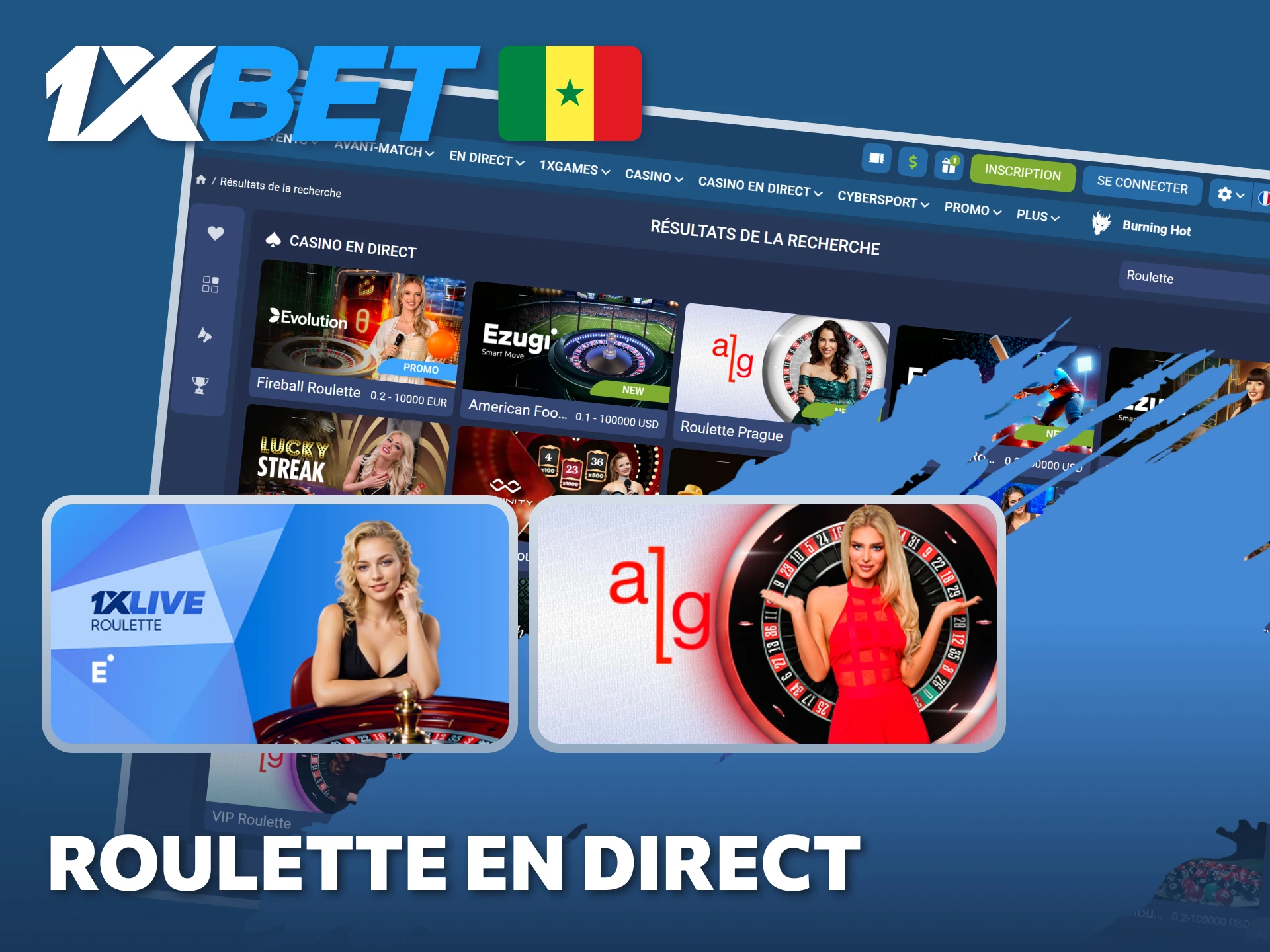 Tentez votre chance à la Roulette en direct pour une expérience immersive sur 1xBet.
