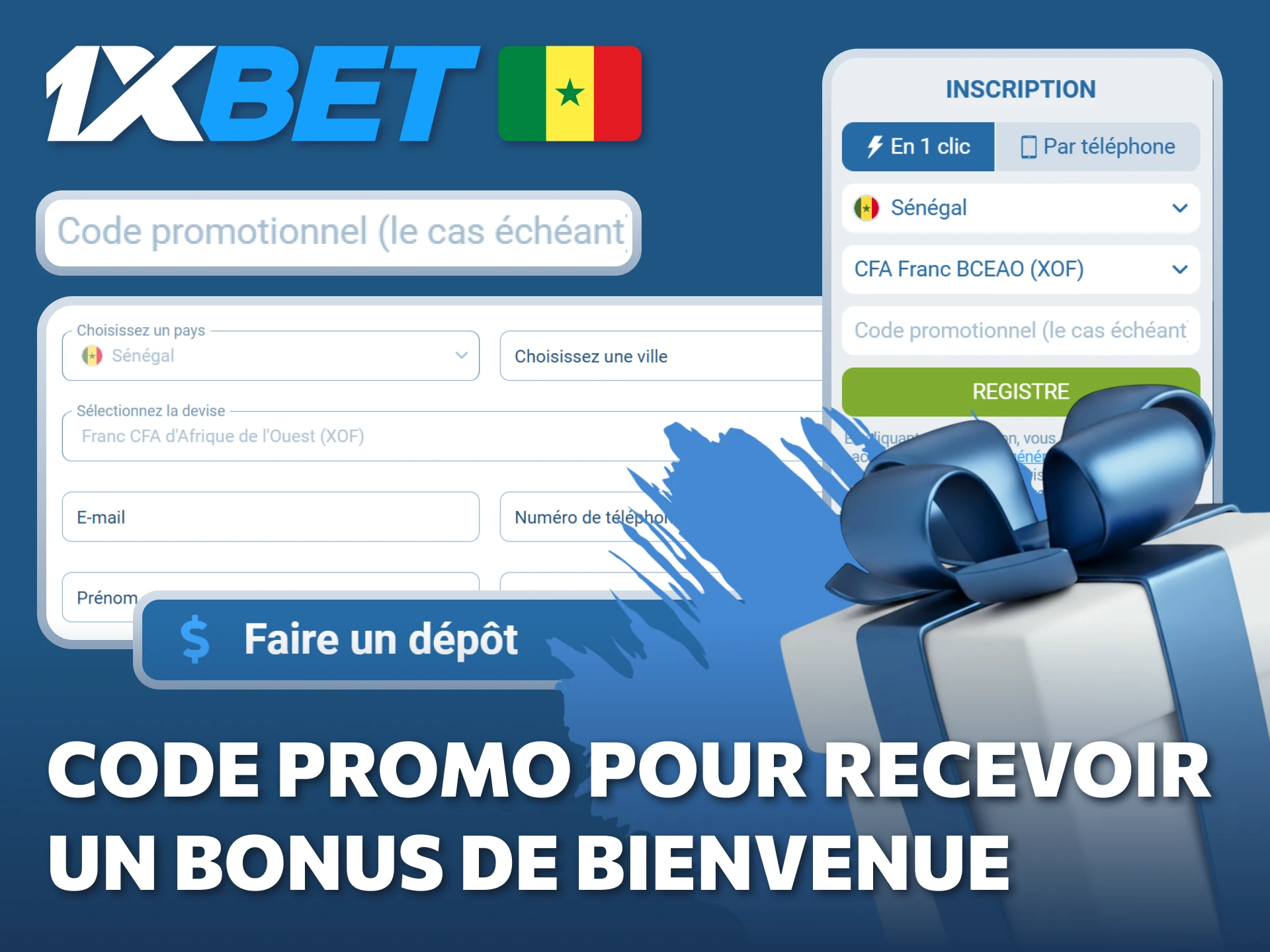 Apprenez comment utiliser le code promo 1xBet pour profiter du bonus de bienvenue au Sénégal.