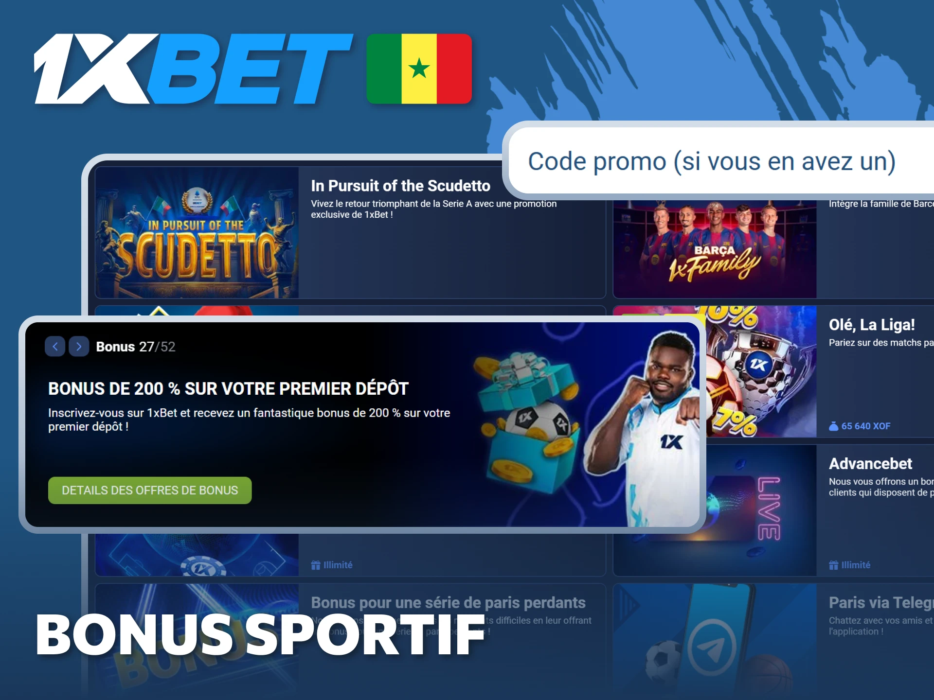 Lisez les conditions du bonus sportif pour maximiser vos paris sur 1xBet.