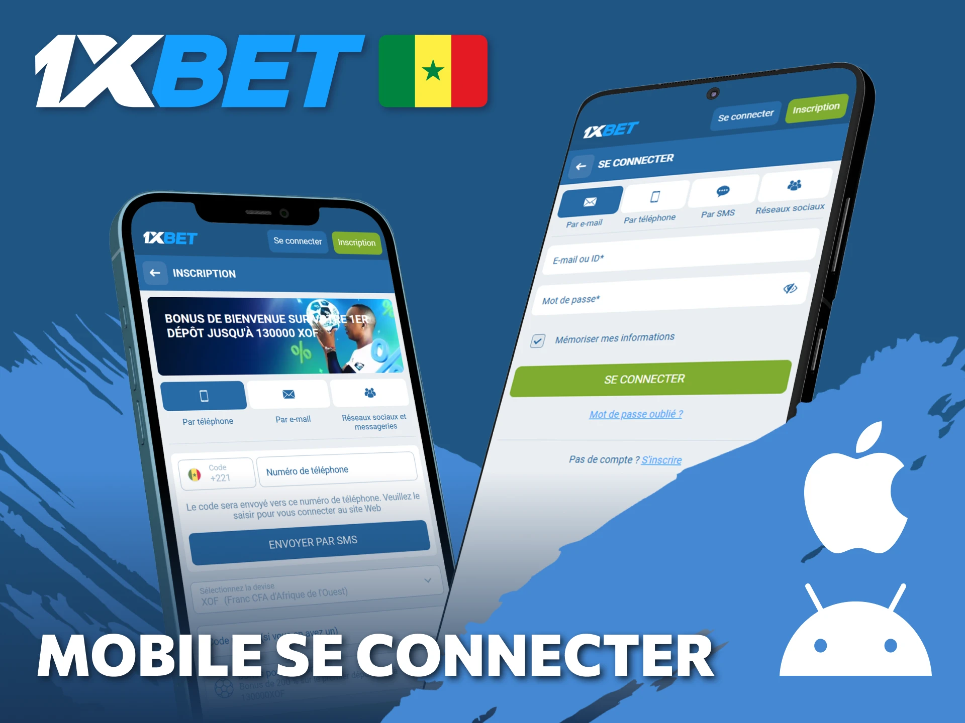 Connectez-vous à votre compte à tout moment via l'application mobile 1xBet pour parier au Sénégal.
