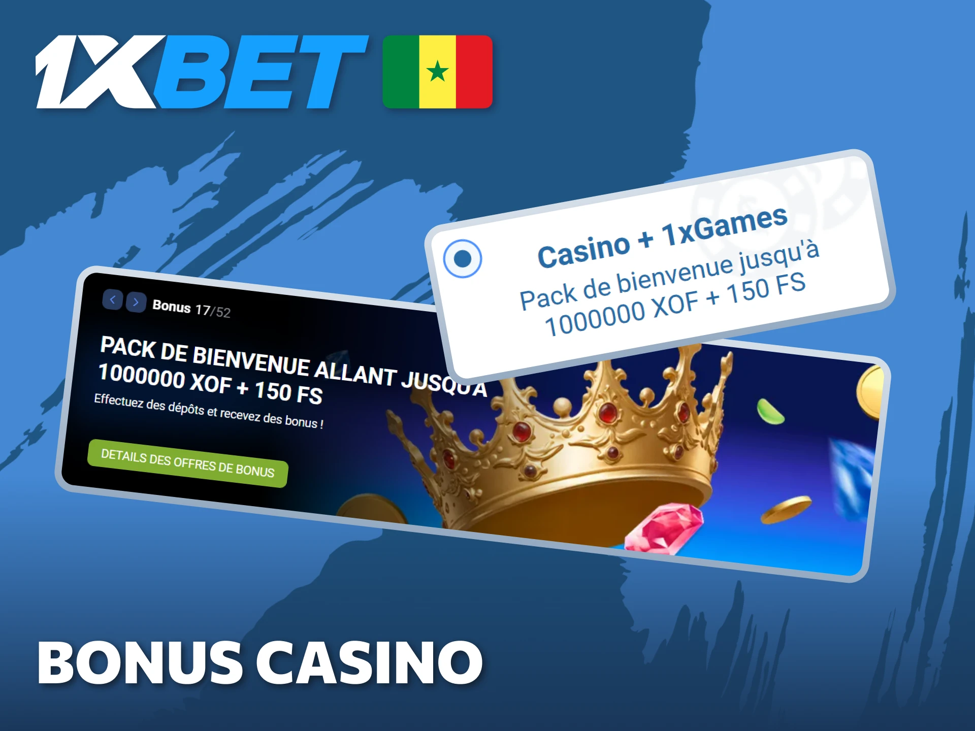 Réclamez le bonus casino pour commencer à jouer aux jeux de 1xBet.