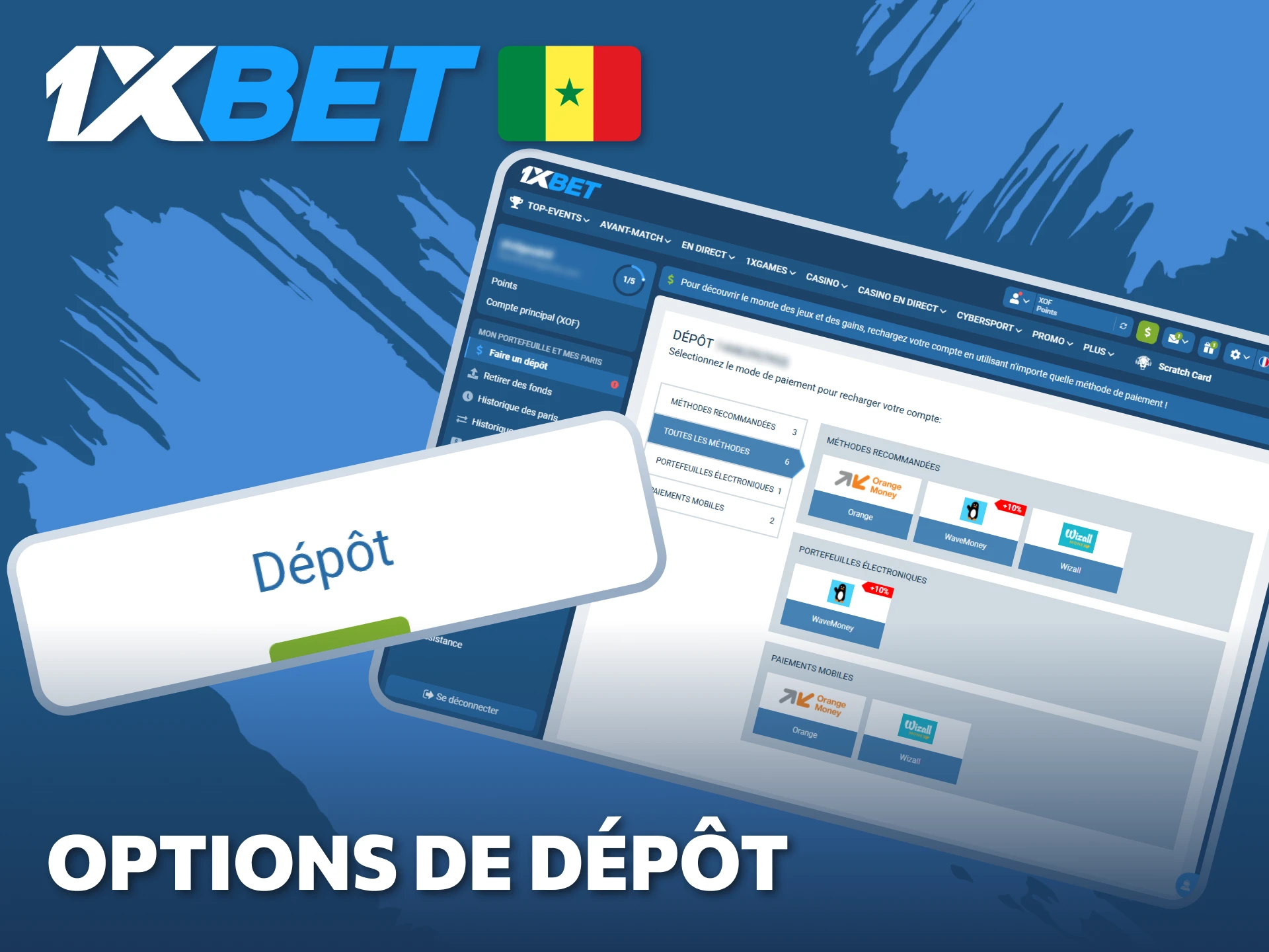Renseignez-vous sur les options de dépôt pour financer votre nouveau compte 1xBet.