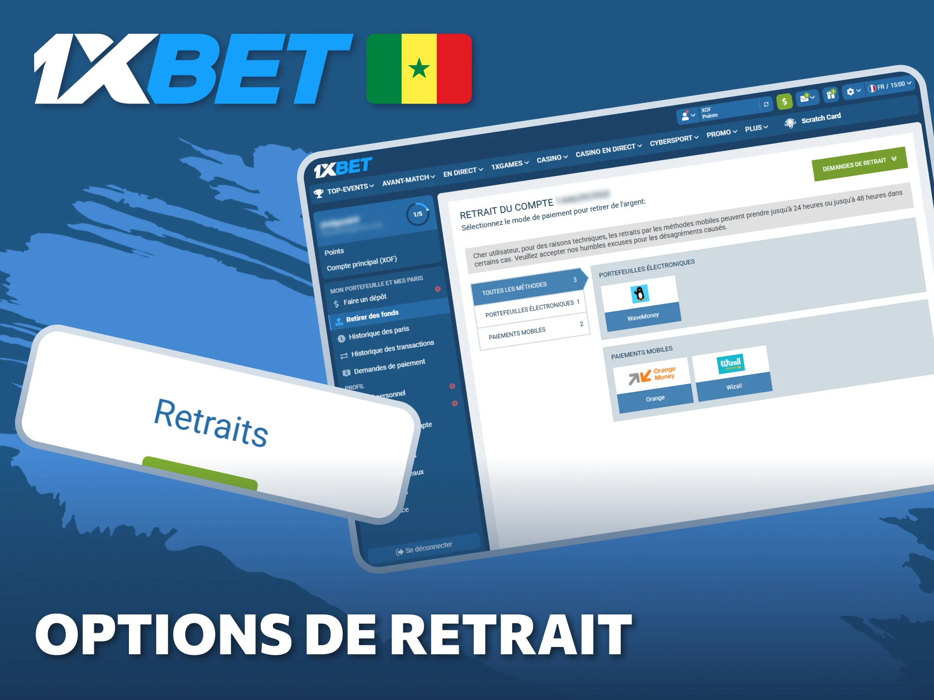 Consultez les options de retrait pour encaisser facilement vos gains de 1xBet.