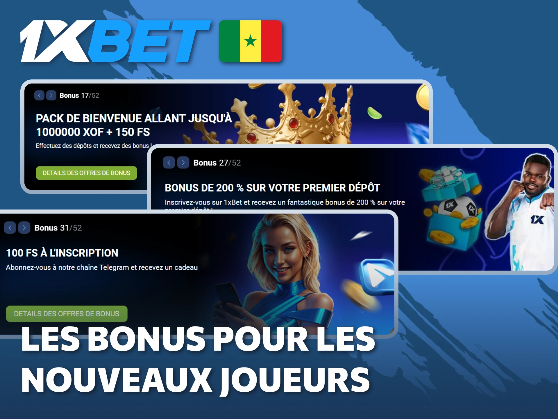 Découvrez les bonus pour les nouveaux joueurs et commencez à gagner sur 1xBet.