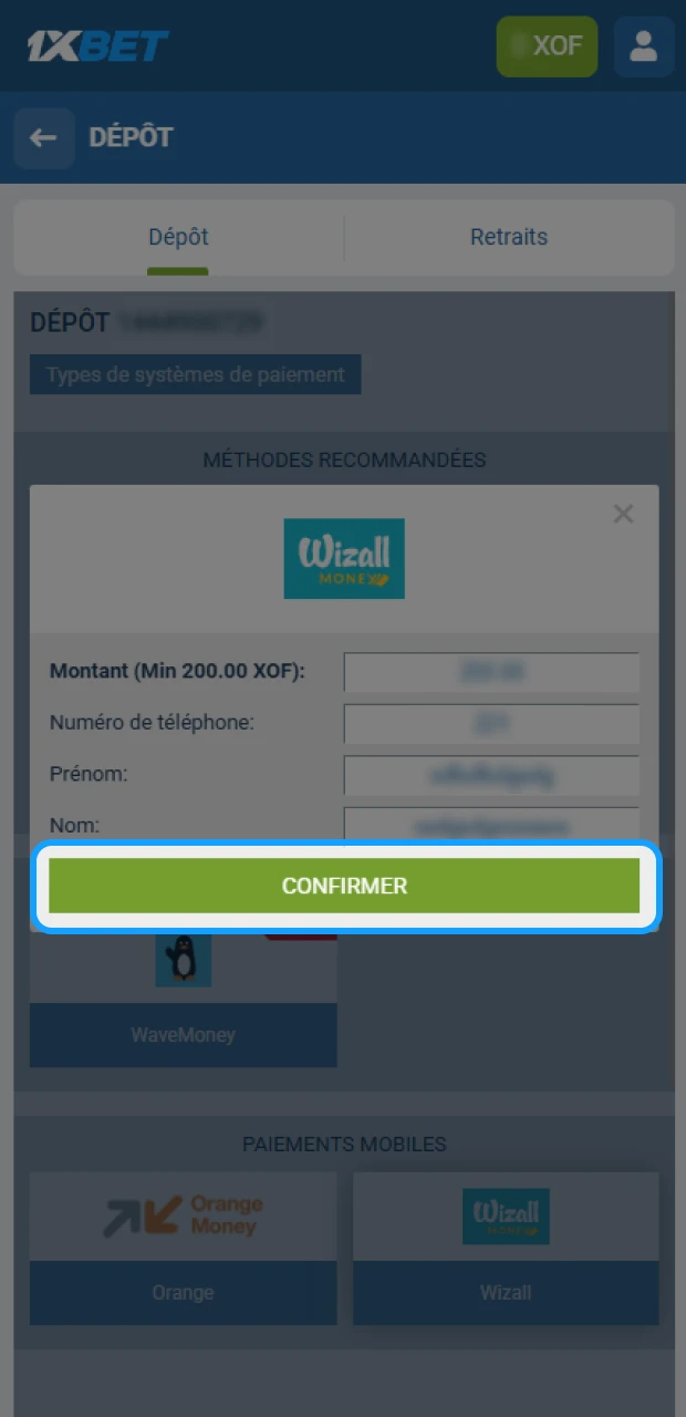Recevez la confirmation du dépôt et commencez immédiatement à parier sur 1xBet.