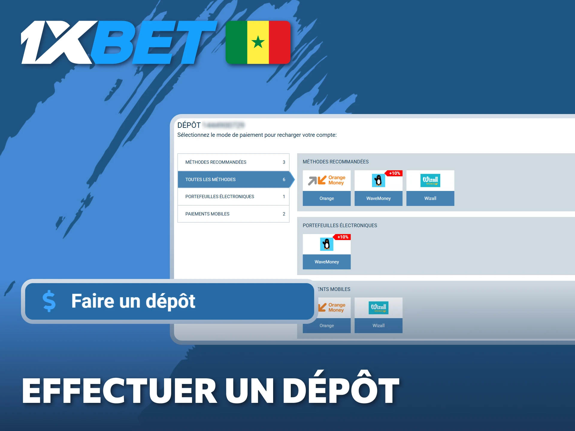 Apprenez à effectuer un dépôt sur 1xBet pour commencer à jouer sans délai.