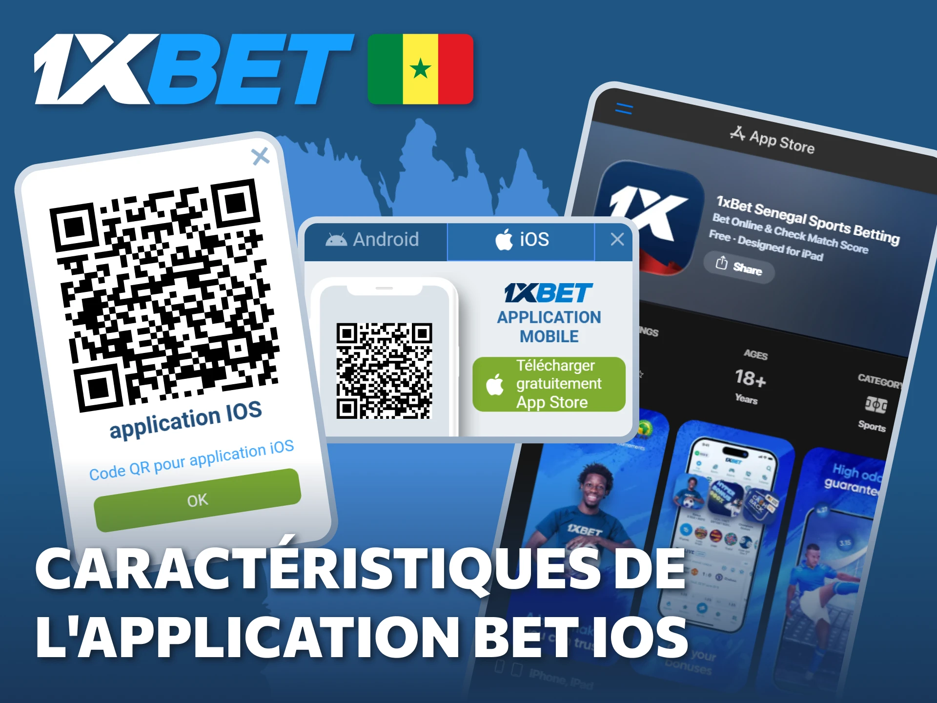 Vérifiez les caractéristiques de l'application bet 1xBet iOS pour miser sur votre iPhone au Sénégal.