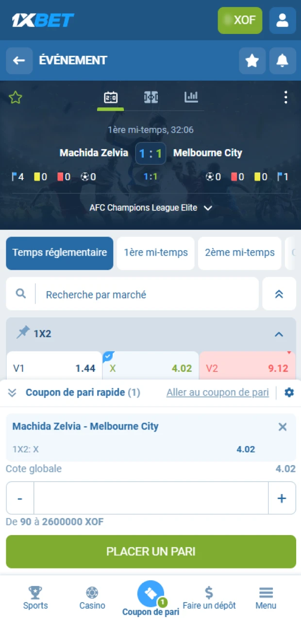 Une fois connecté à votre compte 1xBet, vous pouvez commencer à placer des paris et à profiter du jeu.
